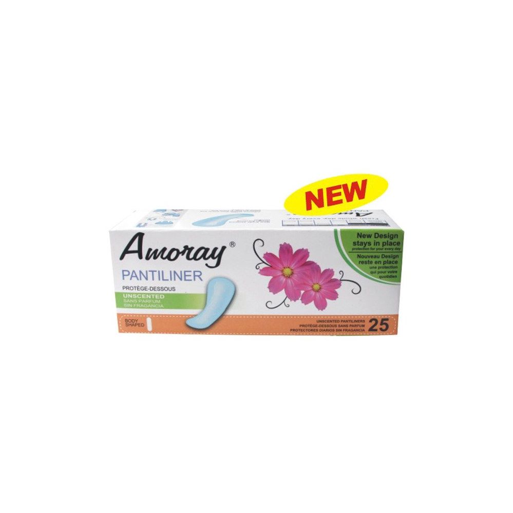 48 Pieces Amoray Panty Liner 25ct Unscented - Personal Care Items