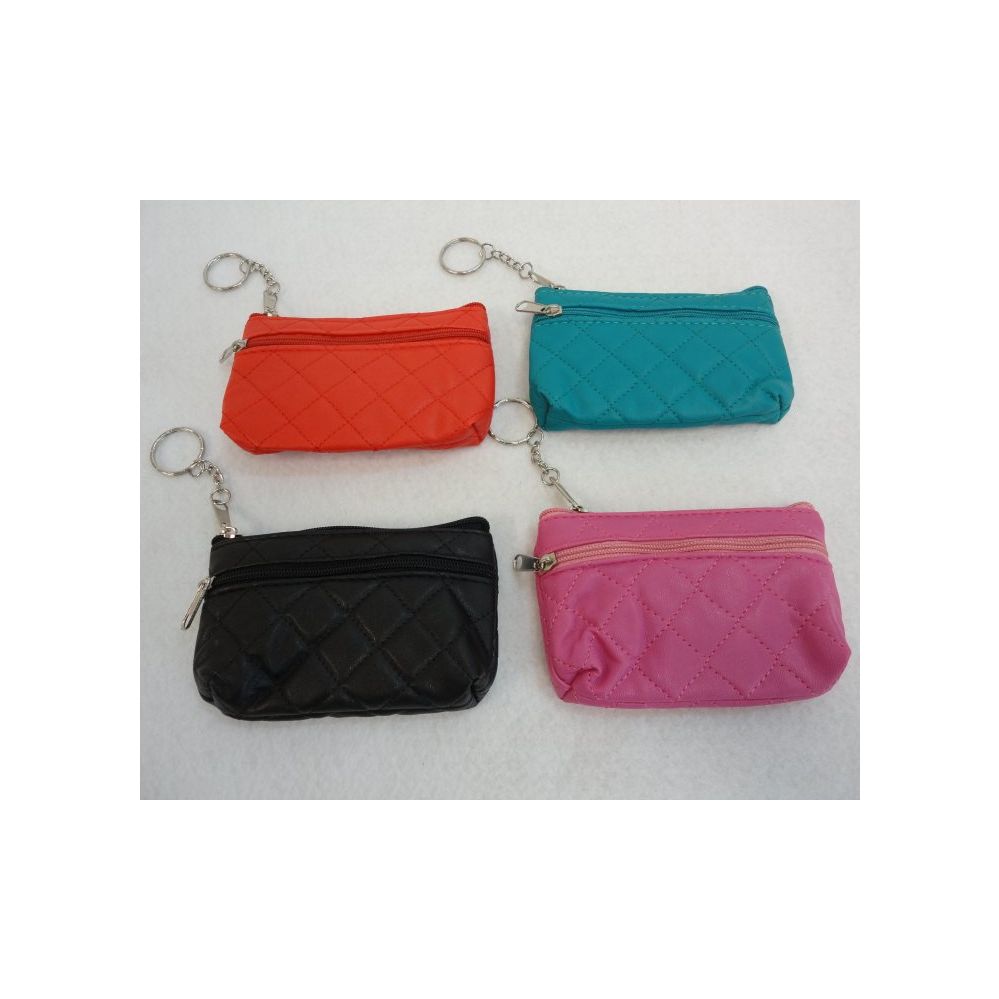 24 Wholesale 4.75"x3.25" TwO-Comp Zippered Change Purse [quilted]