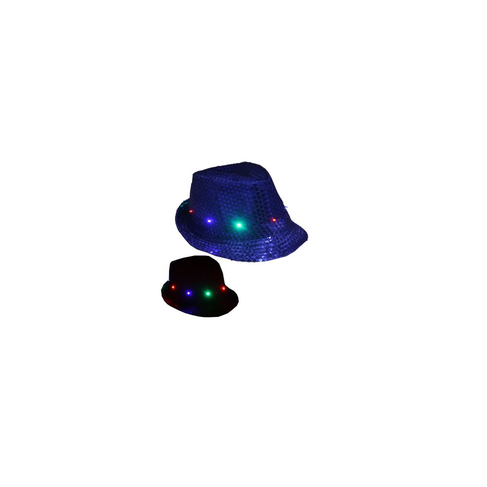 36 Wholesale Unisex Royal Blue Light Up Fedora Hat
