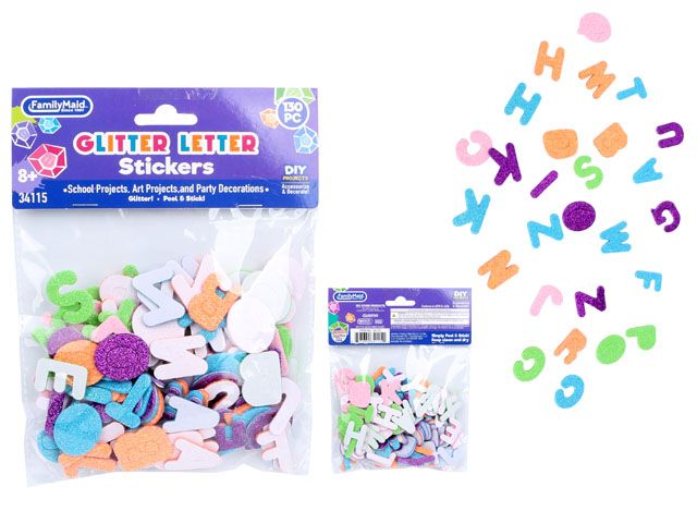 96 Pieces of Craft Foam Letter Stickers Glitter 130pc