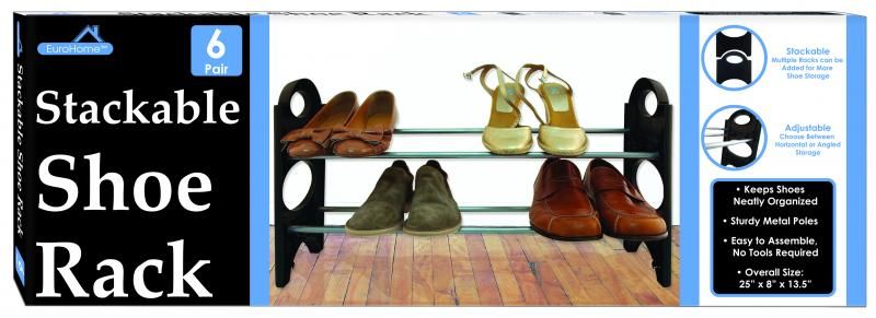 12 Pairs of 6 Pair Stackable Shoe Rack