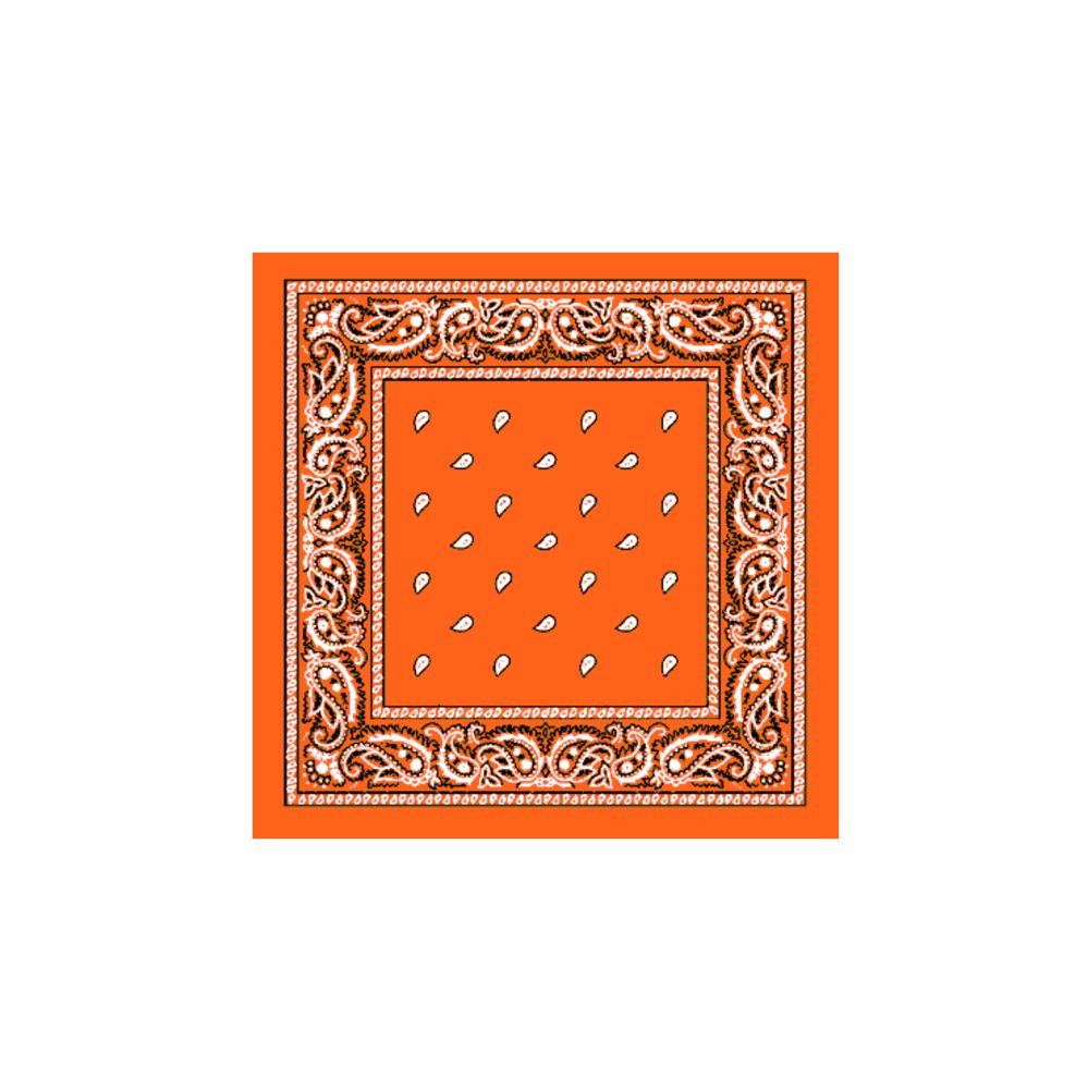 36 Pieces of Orange Paisley Printed Cotton Bandana
