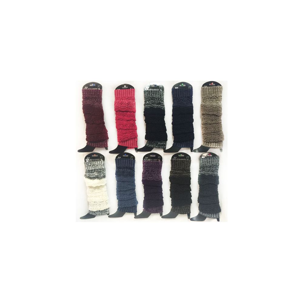 12 Wholesale Wholesale Knitted Long Boot Topper MultI-Layer Assorted Colors