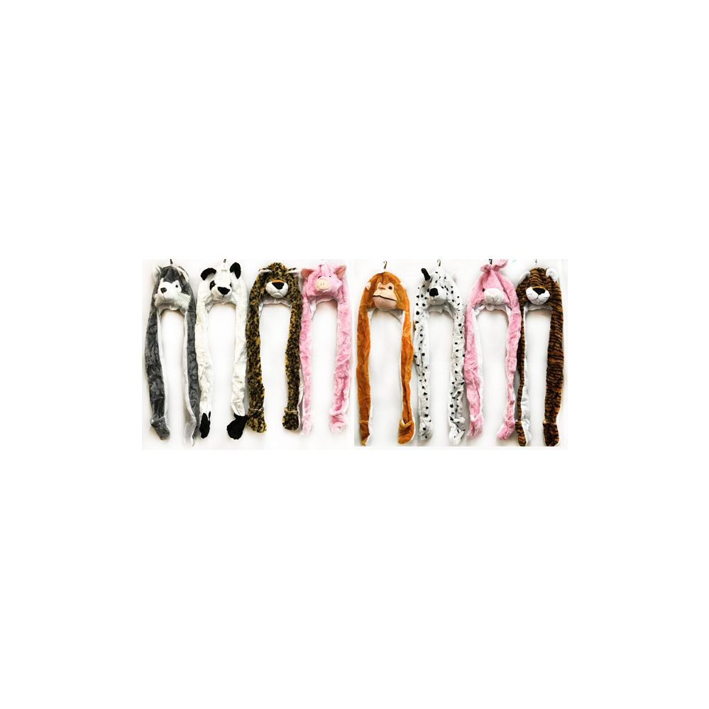 48 Pieces of Plush Fuzzy Long Animal Hat With Mittens