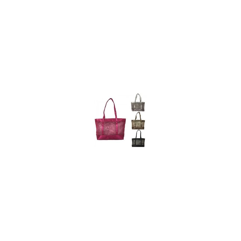 36 Wholesale Large Mesh Tote Bag Asst Colors at