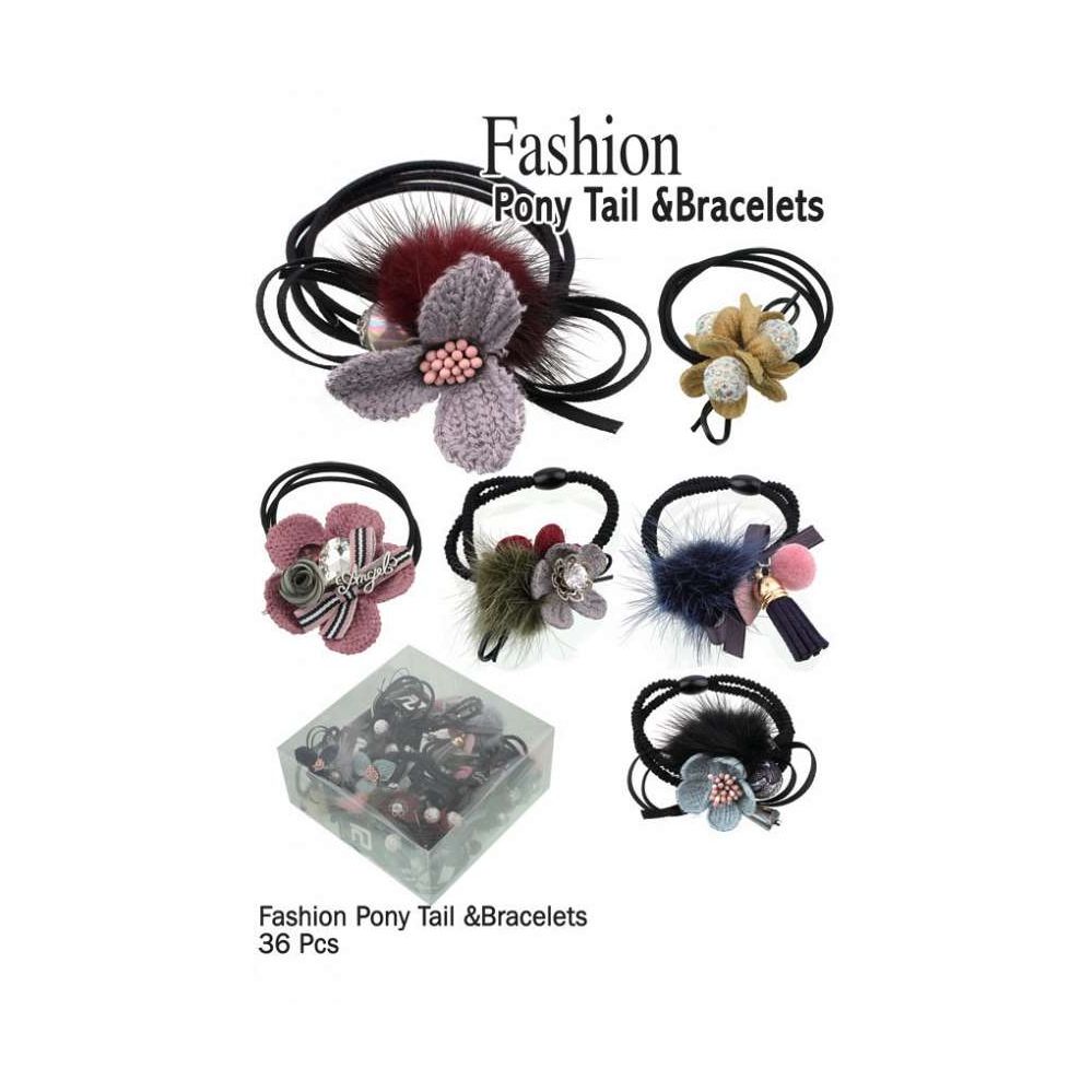 36 Pieces Fashion Pony Tails & Bracelts - PonyTail Holders
