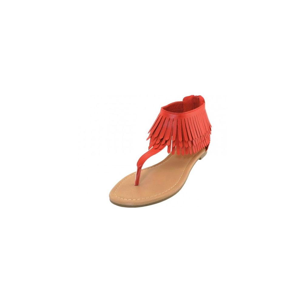 18 Wholesale Woman's Fringe Thong Sandals Red Size 6-11
