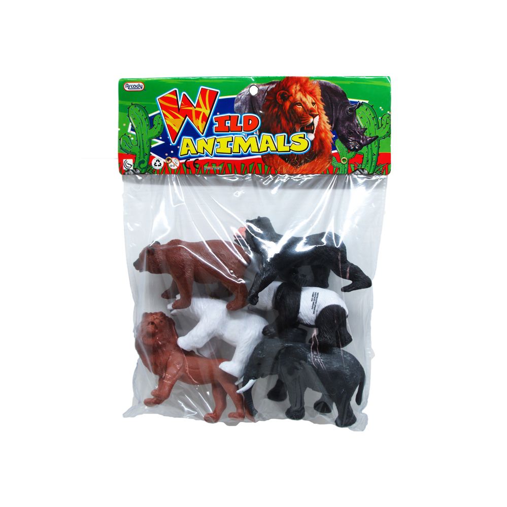 48 Wholesale Six Piece Plastic Wild Animals