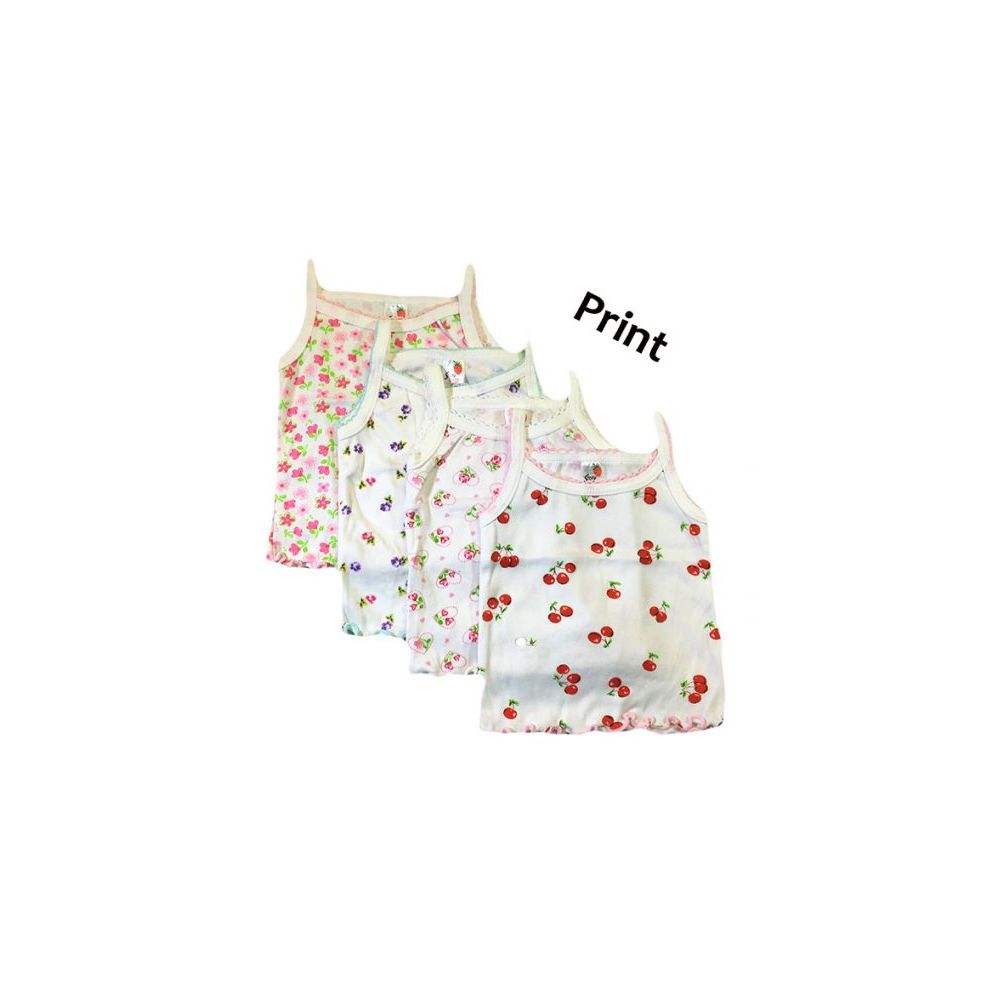 36 Pieces of Strawberry Girl Infant Spaghetti Strap Singlet 0-9 Months In White