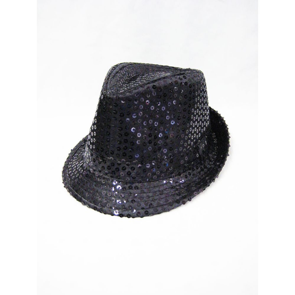 36 Wholesale Black Sequin Fedora Hat - at - wholesalesockdeals.com