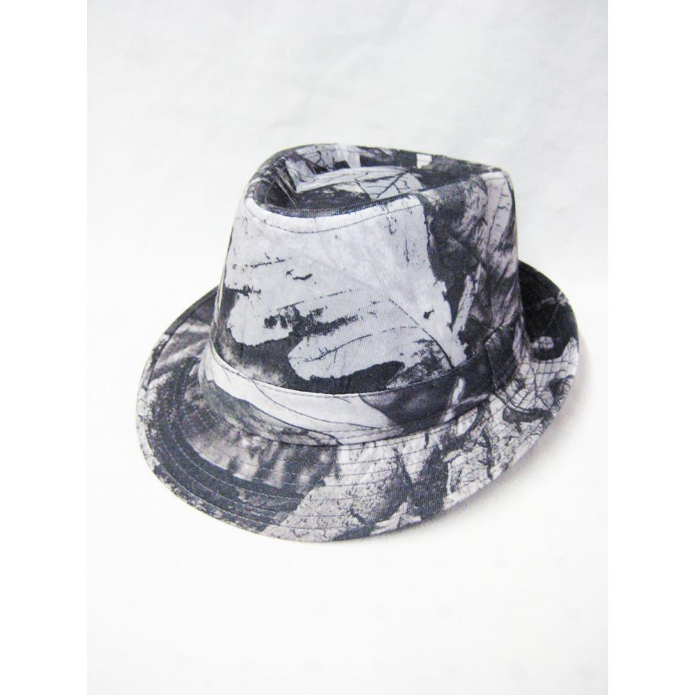 36 Wholesale Printed Black And White Fedora Hat