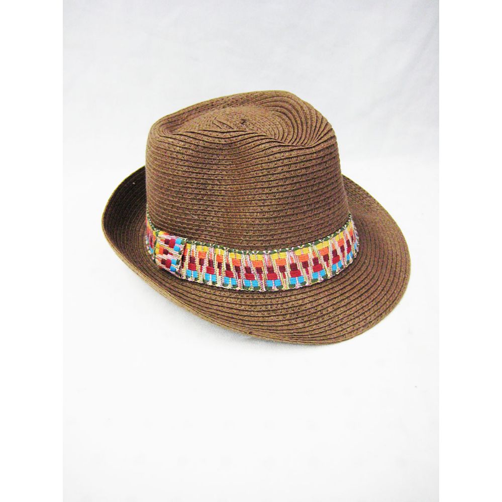 36 Wholesale Brown Straw Fedora Hat