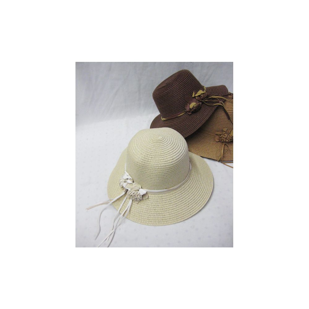 36 Wholesale Straw Summer Ladies Sun Hat With Flowers