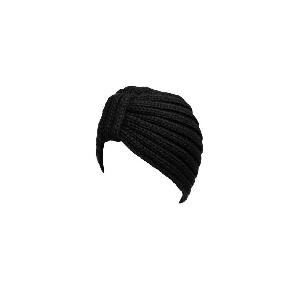 24 Pieces of Chunky Knit Turban Style Beanie In Black