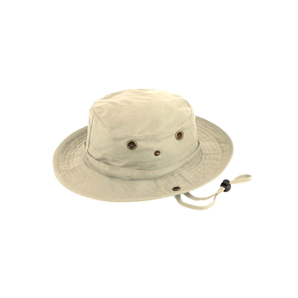 12 Pieces Outdoor Cotton Bucket Hats With Strip In Khaki Bucket Hats