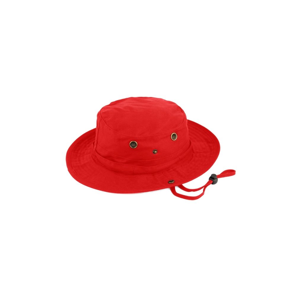 12 Wholesale Outdoor Cotton Bucket Hats With Strip In Red WSD