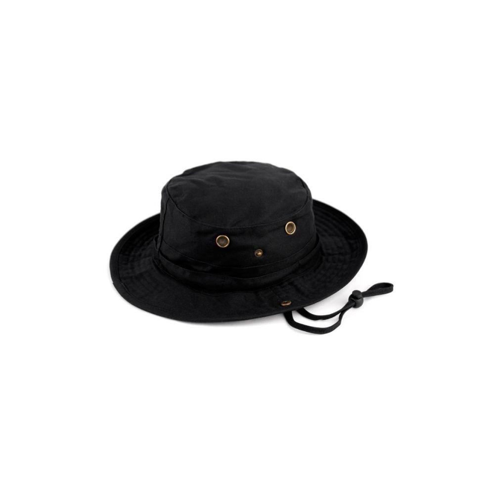 12 Wholesale Outdoor Cotton Bucket Hats With Strip In Black