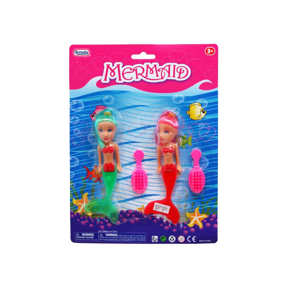 96 Wholesale 2 Piece Mermaid Dolls W. Hair Brush