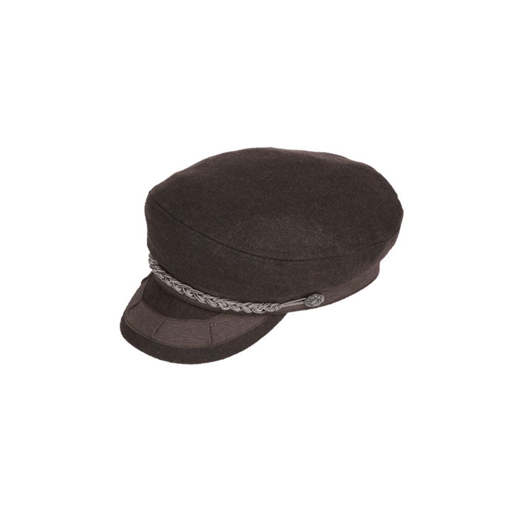 12 Wholesale Wool Greek Fisherman Hats With Braid Band In Brown