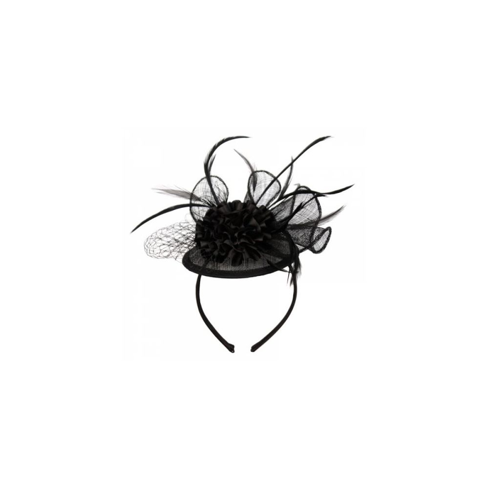 12 Pieces of Fascinator With Flower Trim In Black