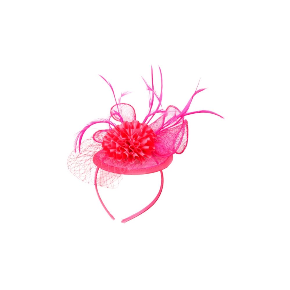 12 Pieces of Fascinator With Flower Trim In Hot Pink