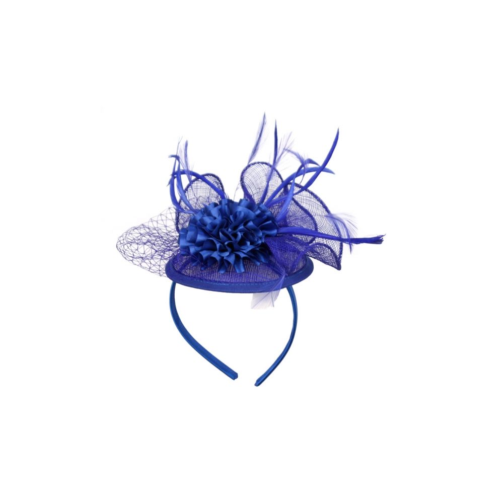 12 Pieces of Fascinator With Flower Trim In Royal