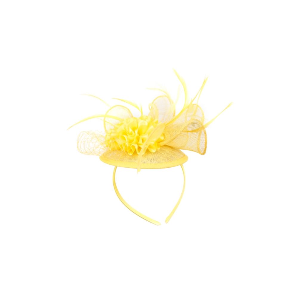 12 Pieces of Fascinator With Flower Trim In Yellow