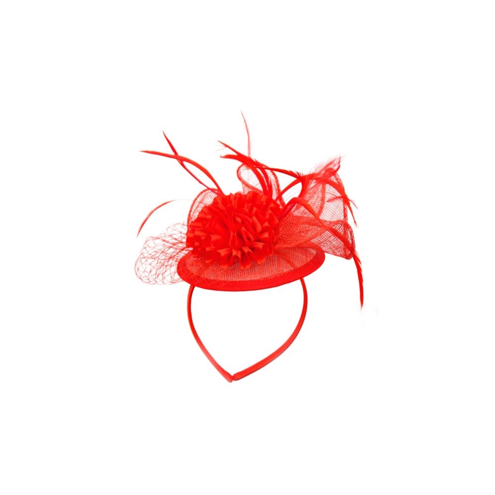 12 Pieces of Fascinator With Flower Trim In Red