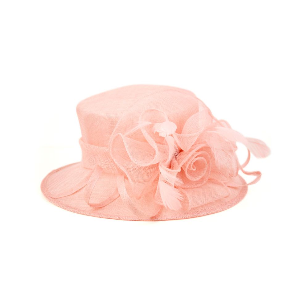 8 Pieces of Sinamay Fascinator With Flower Trim In Pink