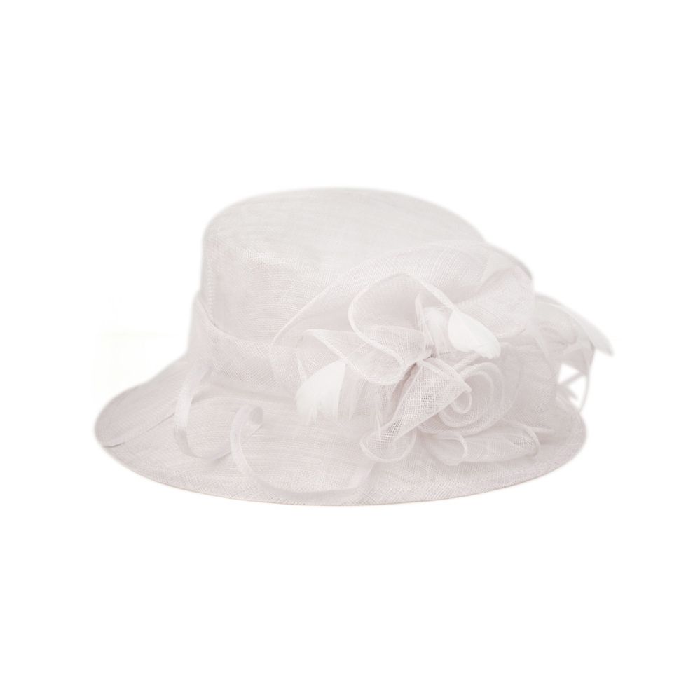 8 Pieces of Sinamay Fascinator With Flower Trim In White