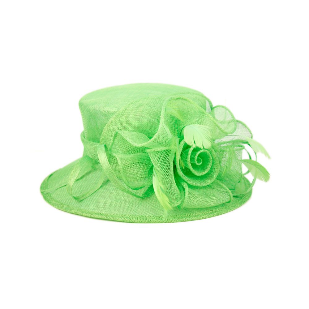 8 Pieces of Sinamay Fascinator With Flower Trim In Green