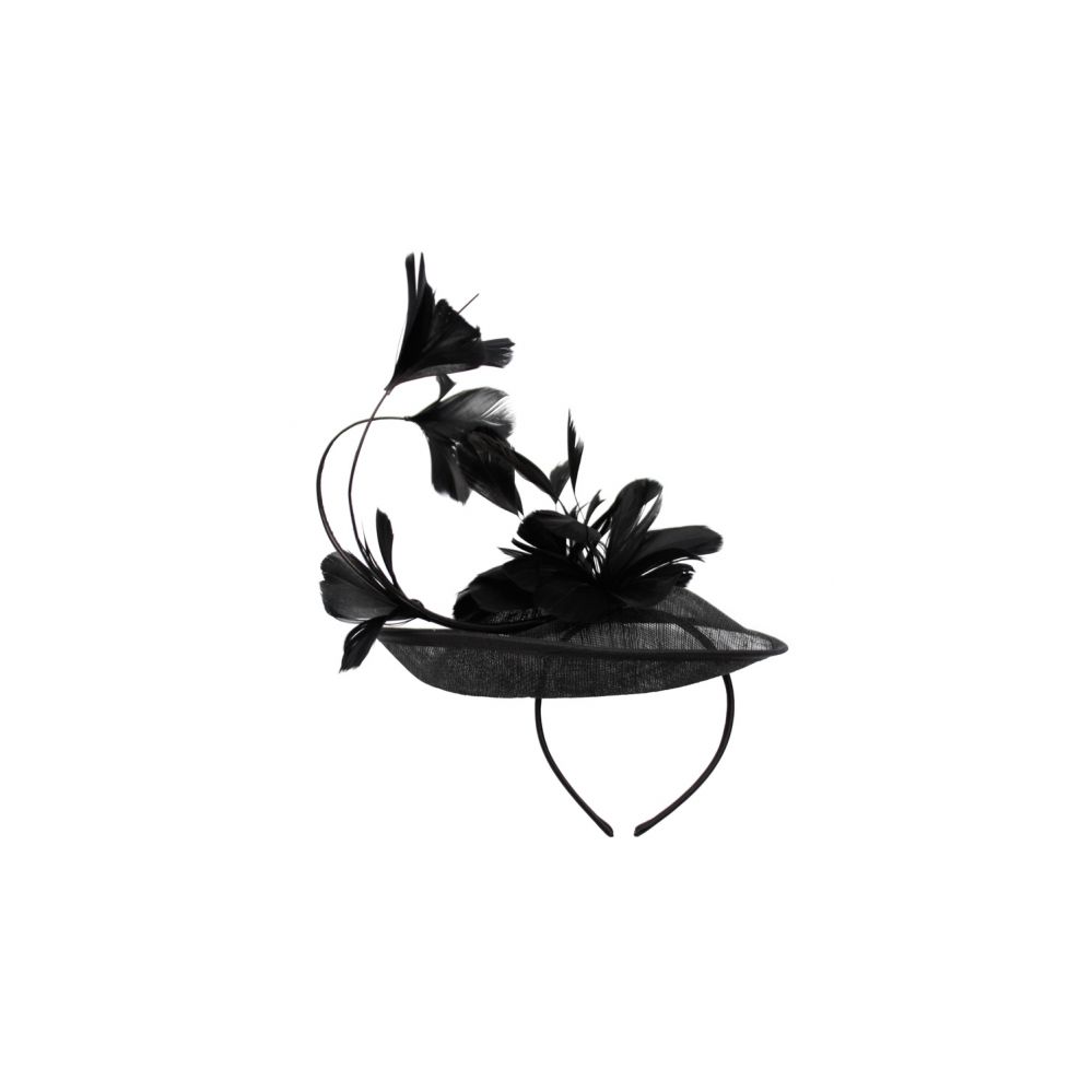 12 Pieces of Sinamay Fascinator With Flower On The Top In Black