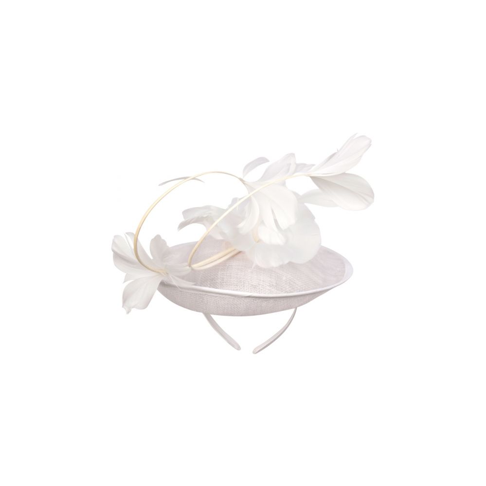 12 Pieces of Sinamay Fascinator With Flower On The Top In White