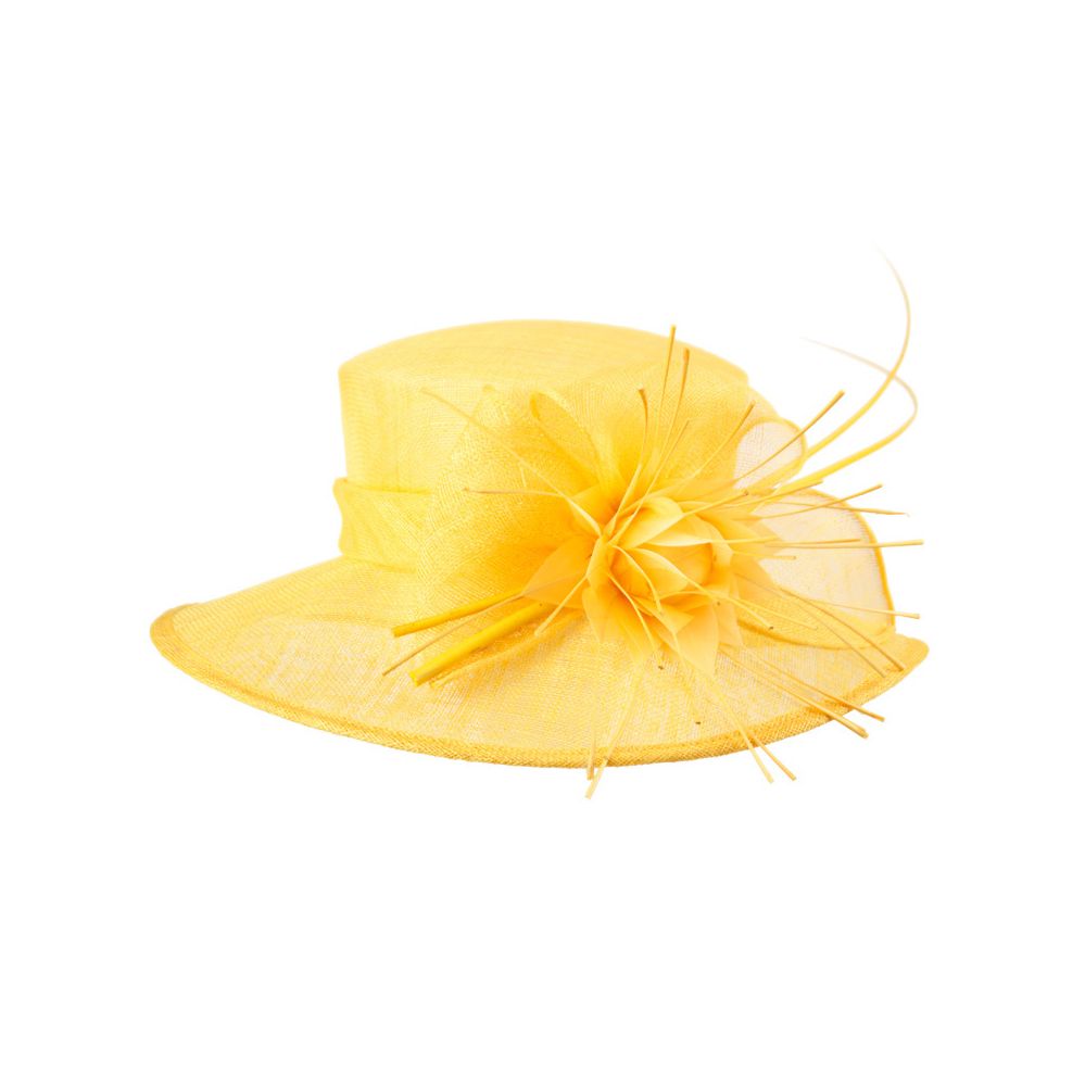 12 Pieces of Sinamay Fascinator With Big Flower Trim In Yellow