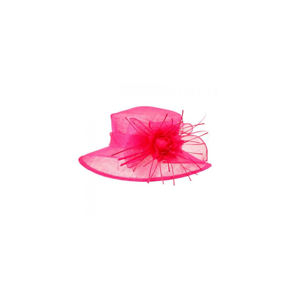 12 Pieces of Sinamay Fascinator With Big Flower Trim In Hot Pink