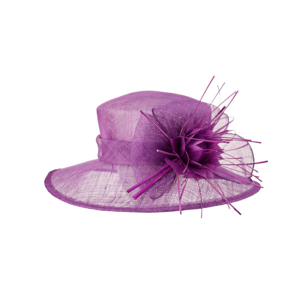 12 Pieces of Sinamay Fascinator With Big Flower Trim In Lavender