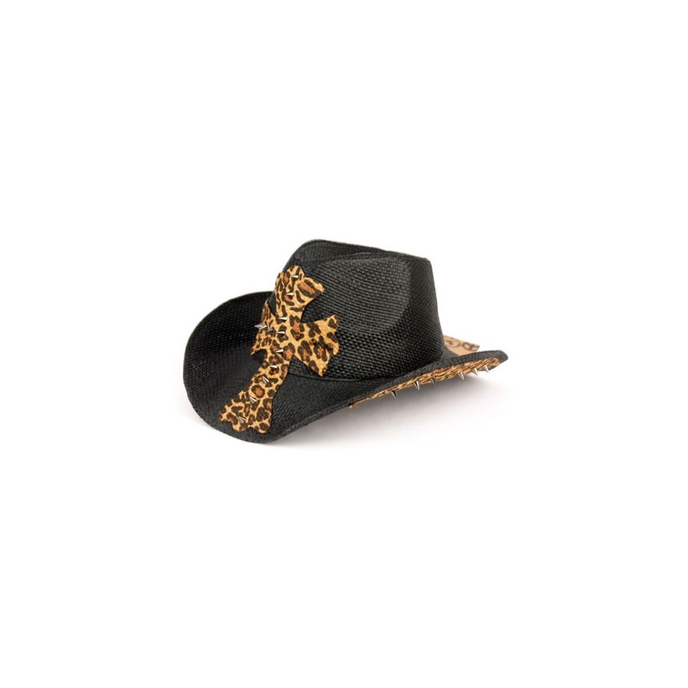 Distressed leopard cowboys cap