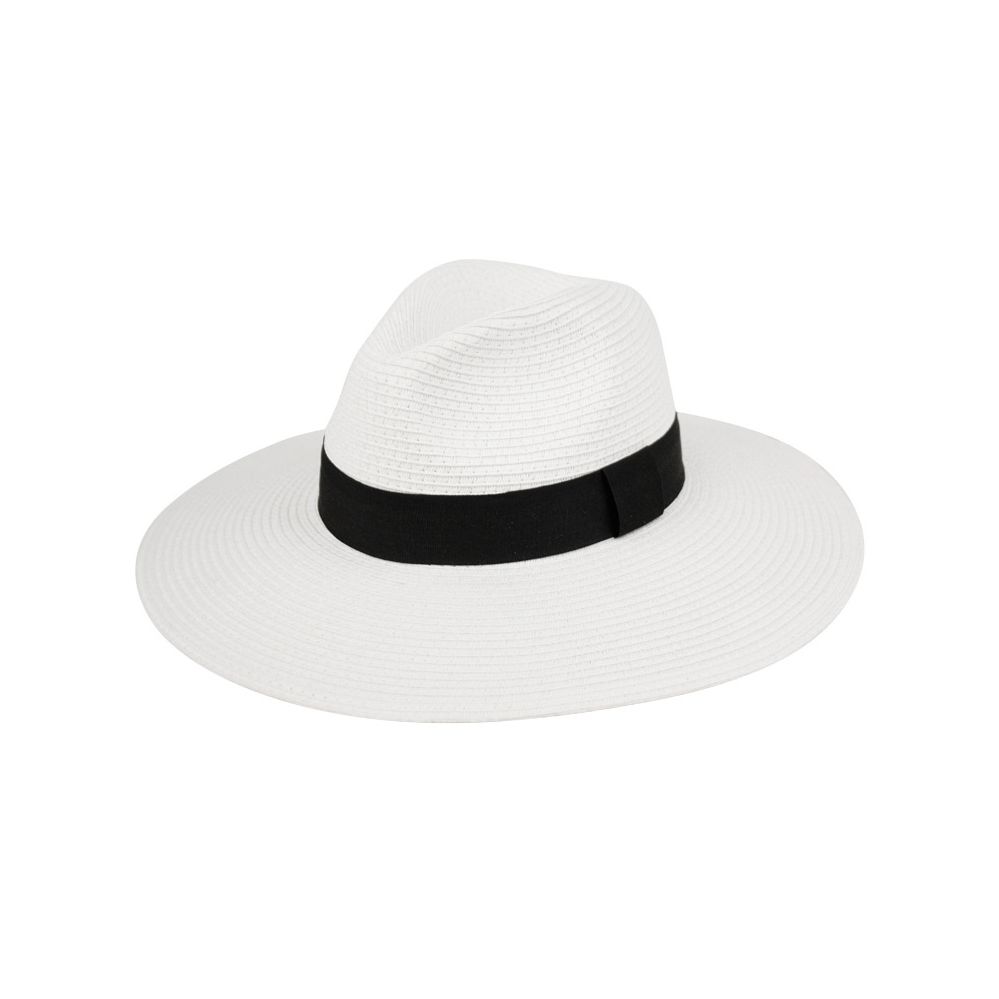12 Wholesale Big Brim Panama Style Fedora Hats With Band In White