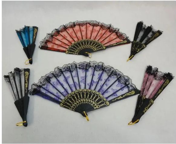 48 Pieces of Folding Fan With Lace [glitter Butterflies]
