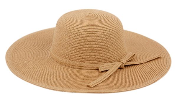 12 Wholesale Braid Straw Floppy Hats With Self Fabric Band In Light Brown