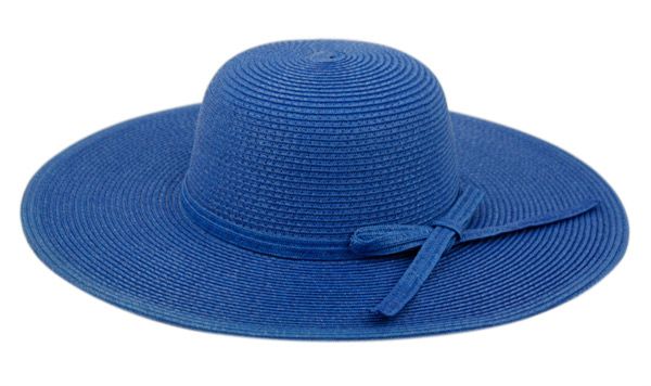 12 Wholesale Braid Straw Floppy Hats With Self Fabric Band In Royal