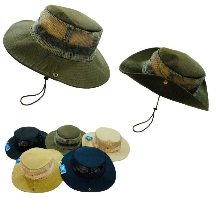 24 Pieces of Floppy Boonie Hat (solid Color) Mesh Sides