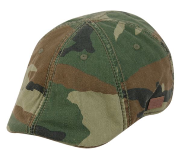 12 Wholesale Washed Cotton Duckbill Ivy Caps In Camo Green