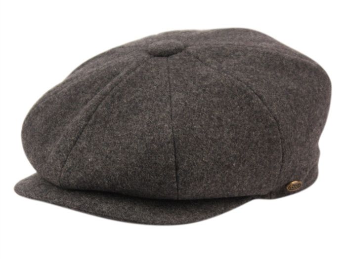 12 Wholesale Solid Color Melton Wool Newsboy Cap In Charcoal