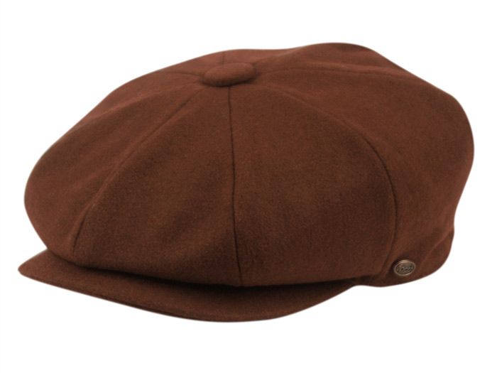 12 Wholesale Solid Color Melton Wool Newsboy Cap In Brown