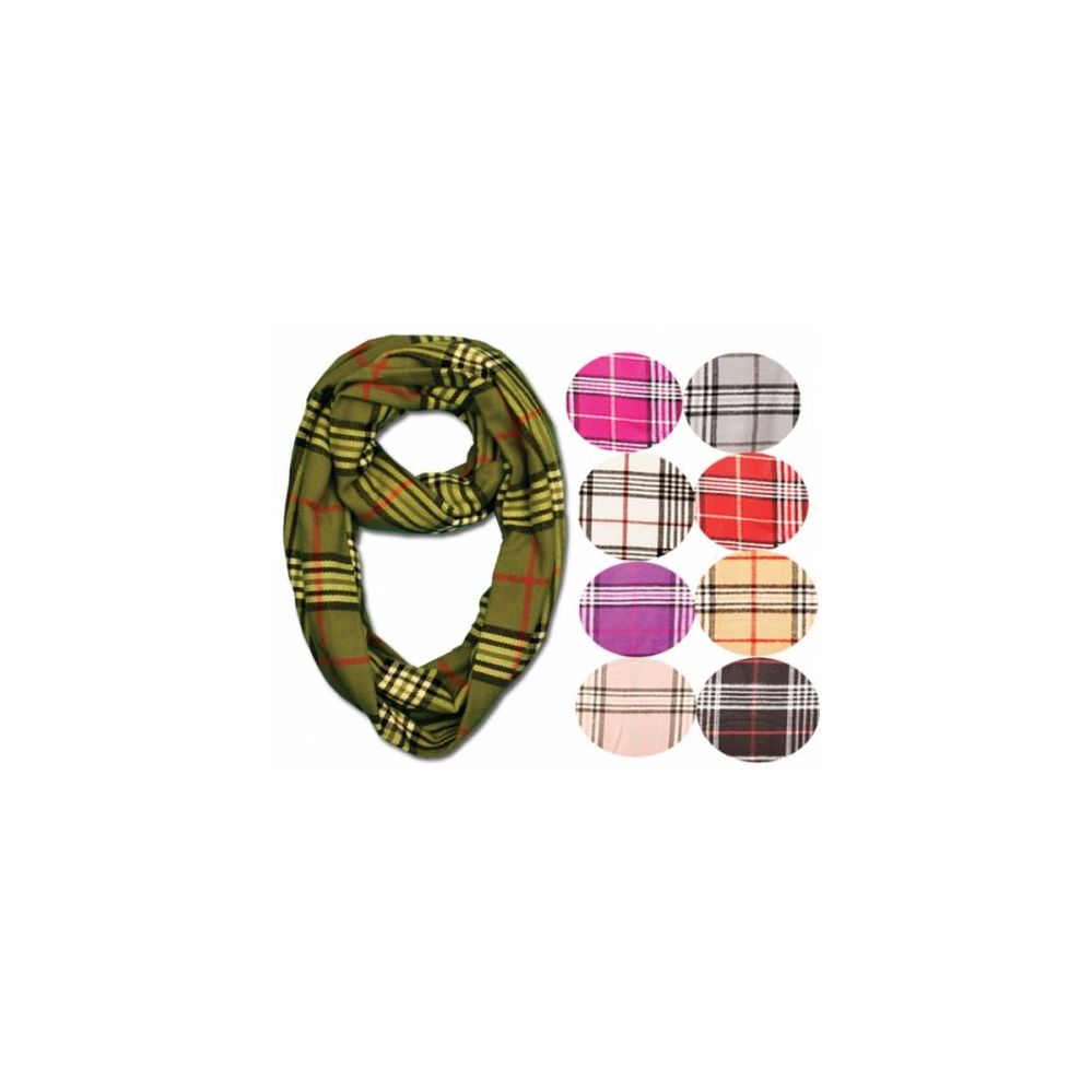 12 Pieces of Plaid Neck Warmer Loop Infinity Scarves