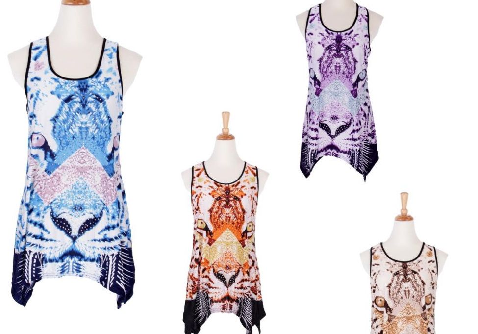 60 Pieces of Women's Animal Print Loose Casual Flowy Tunic Tank Top