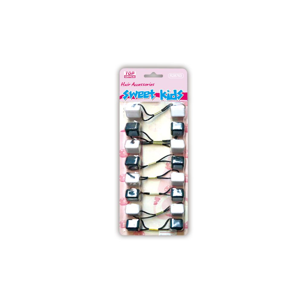 96 Pieces Hair Bead/white Black - PonyTail Holders