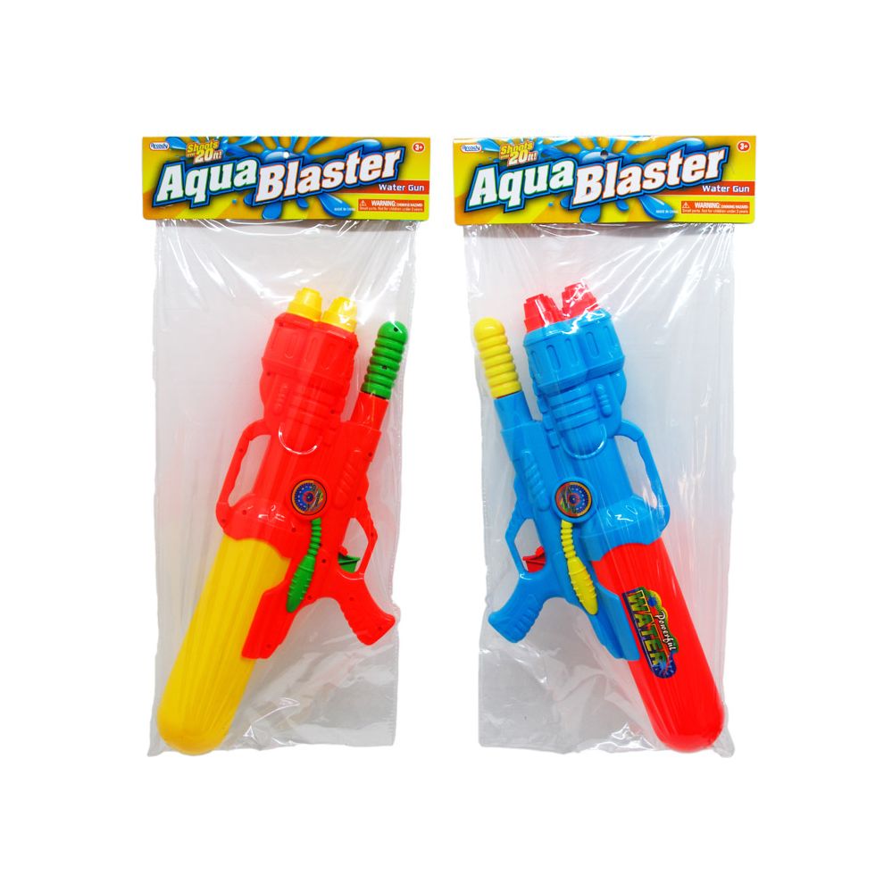 12 Wholesale 19" 3noozle Water Gun W/pump Action In Poly Bag W/header Asst