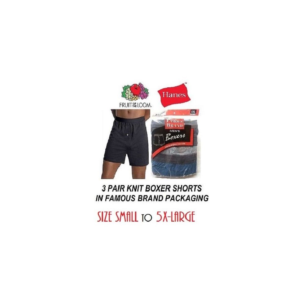 48 Wholesale Men's 3pk Knit Boxer Shorts / Famous Brand pk